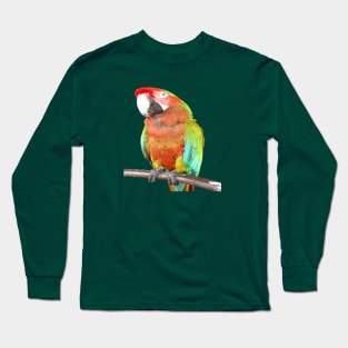 Stunning Harlequin Macaw On A Perch Vector Art Long Sleeve T-Shirt